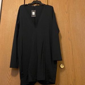 All black biker shorts v-neck long sleeve body suit , size 3x